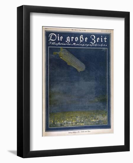 German Airship Hovers Menacingly Over Paris-Rodolf Czerny-Framed Art Print