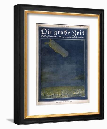 German Airship Hovers Menacingly Over Paris-Rodolf Czerny-Framed Art Print