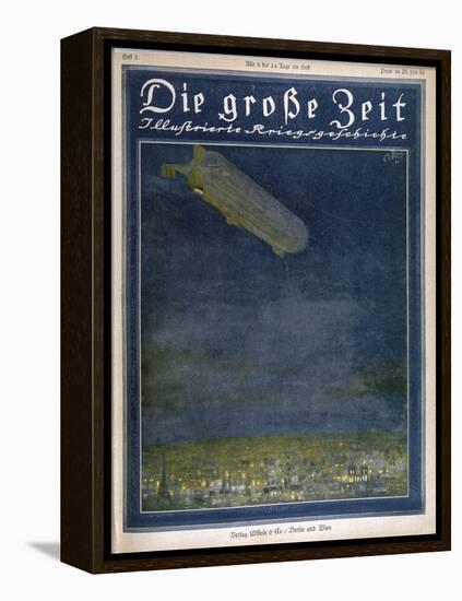 German Airship Hovers Menacingly Over Paris-Rodolf Czerny-Framed Stretched Canvas