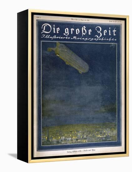 German Airship Hovers Menacingly Over Paris-Rodolf Czerny-Framed Stretched Canvas