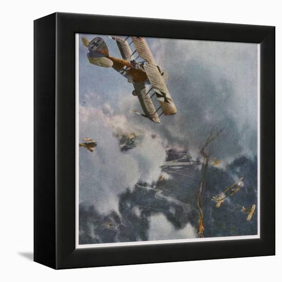 German and Allied Aeroplanes in a Dog-Fight Over the Western Front-Zeno Diemer-Framed Premier Image Canvas