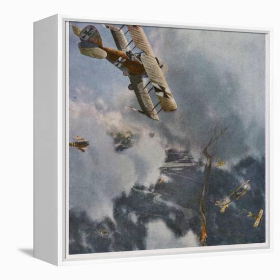 German and Allied Aeroplanes in a Dog-Fight Over the Western Front-Zeno Diemer-Framed Premier Image Canvas