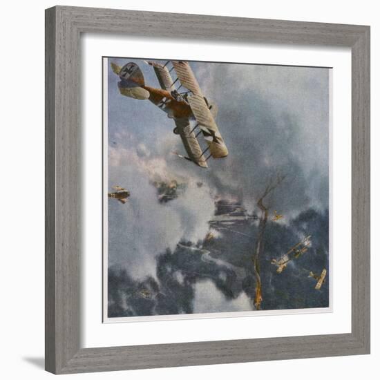 German and Allied Aeroplanes in a Dog-Fight Over the Western Front-Zeno Diemer-Framed Photographic Print