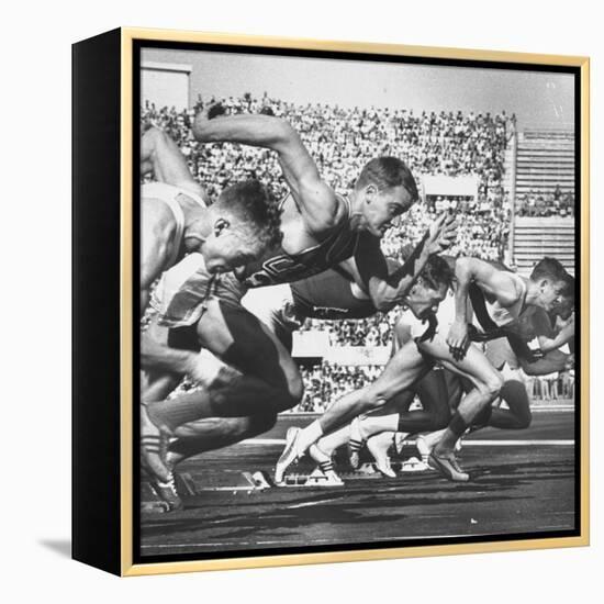 German Armin Harry During Men's 100 Meter Dash Event in Olympics-George Silk-Framed Premier Image Canvas