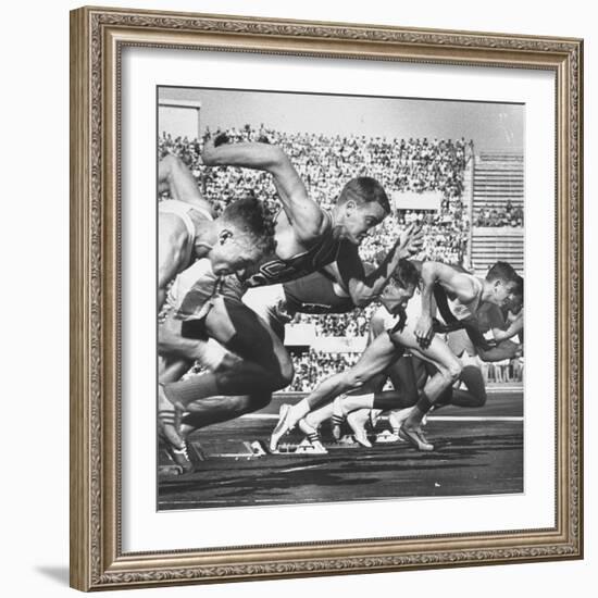 German Armin Harry During Men's 100 Meter Dash Event in Olympics-George Silk-Framed Premium Photographic Print