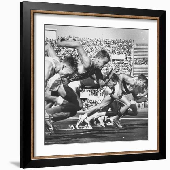 German Armin Harry During Men's 100 Meter Dash Event in Olympics-George Silk-Framed Premium Photographic Print