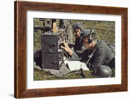 German Army with Field Radio in Operation-Unsere Wehrmacht-Framed Art Print