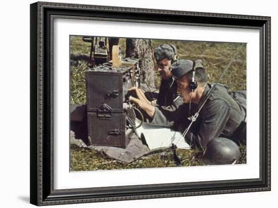 German Army with Field Radio in Operation-Unsere Wehrmacht-Framed Art Print