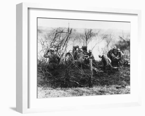 German Artillery Firing in Champagne, France During World War I-Robert Hunt-Framed Photographic Print