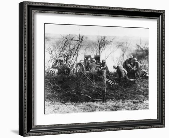 German Artillery Firing in Champagne, France During World War I-Robert Hunt-Framed Photographic Print