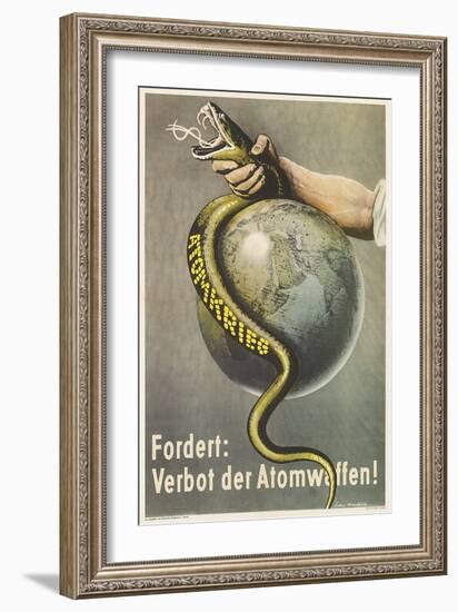 German Ban Atomic Weapons Poster, Snake and Globe-null-Framed Giclee Print