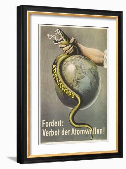 German Ban Atomic Weapons Poster, Snake and Globe-null-Framed Giclee Print