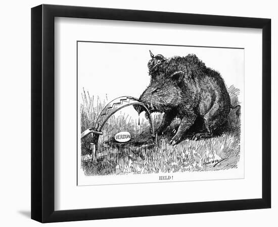 German Boar Held at Verdun - Cartoon-L. Raven Hill-Framed Art Print