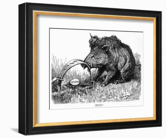 German Boar Held at Verdun - Cartoon-L. Raven Hill-Framed Art Print