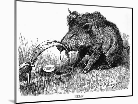German Boar Held at Verdun - Cartoon-L. Raven Hill-Mounted Art Print