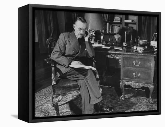 German-Born Us Writer Thomas Mann Sitting at His Desk-Carl Mydans-Framed Premier Image Canvas