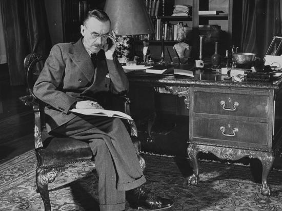 German Born Us Writer Thomas Mann Sitting At His Desk Photographic
