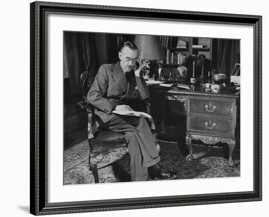 German-Born Us Writer Thomas Mann Sitting at His Desk-Carl Mydans-Framed Photographic Print