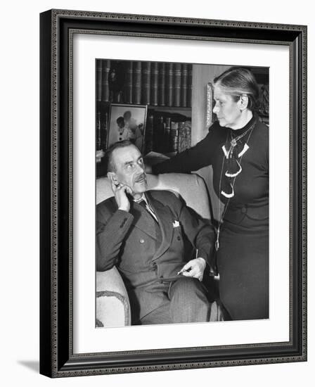 German-Born Us Writer Thomas Mann Talking with His Wife in their Home-Carl Mydans-Framed Photographic Print