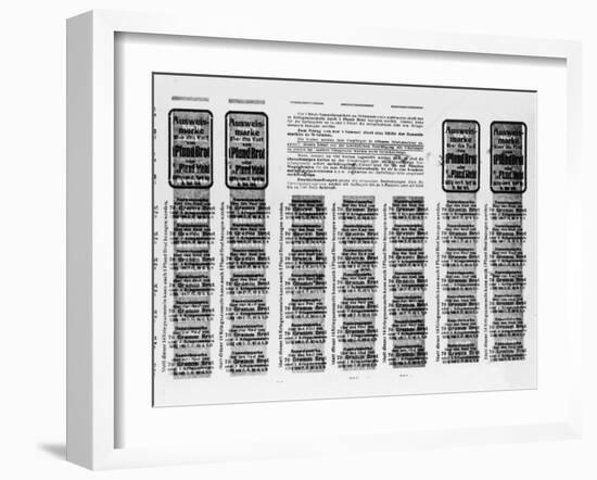 German Bread Ration Card from Munich, Germany During World War I-Robert Hunt-Framed Photographic Print