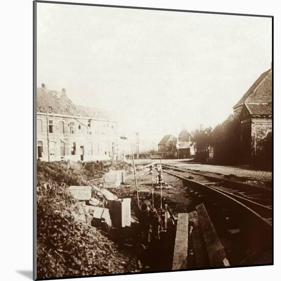 German cannons, Roeselare, Flanders, Belgium, c1914-c1918-Unknown-Mounted Photographic Print