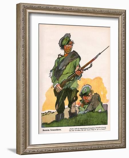 German Caricature of Russian Soldiers, WW1-W. Trier-Framed Art Print