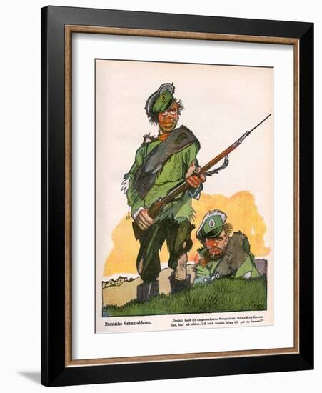 German Caricature of Russian Soldiers, WW1-W. Trier-Framed Art Print