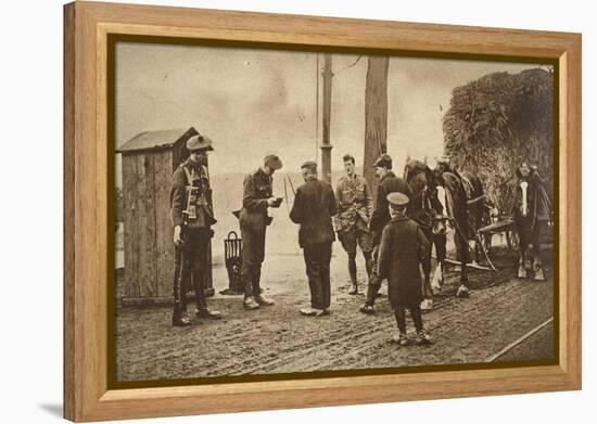 German Carters Showing their Papers before Being Permitted to Enter the British Rhine Zone-German photographer-Framed Premier Image Canvas