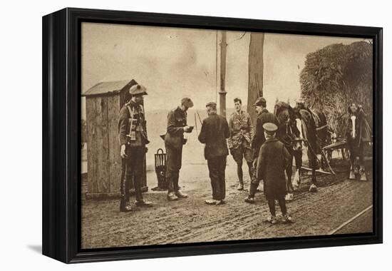 German Carters Showing their Papers before Being Permitted to Enter the British Rhine Zone-German photographer-Framed Premier Image Canvas