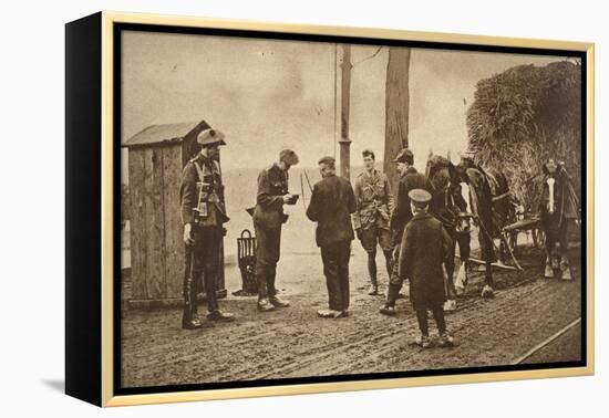 German Carters Showing their Papers before Being Permitted to Enter the British Rhine Zone-German photographer-Framed Premier Image Canvas