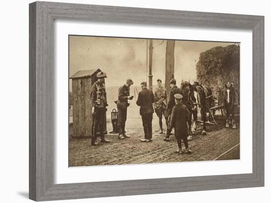 German Carters Showing their Papers before Being Permitted to Enter the British Rhine Zone-German photographer-Framed Giclee Print