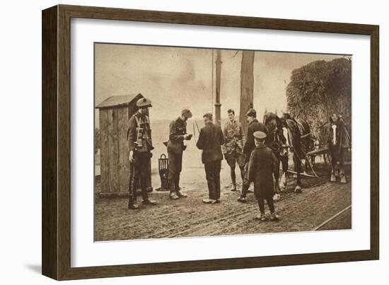 German Carters Showing their Papers before Being Permitted to Enter the British Rhine Zone-German photographer-Framed Giclee Print