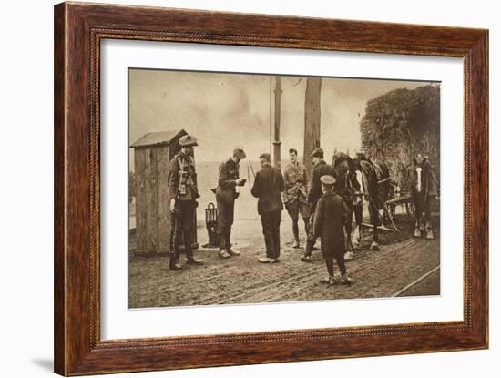 German Carters Showing their Papers before Being Permitted to Enter the British Rhine Zone-German photographer-Framed Giclee Print