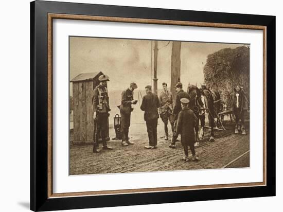 German Carters Showing their Papers before Being Permitted to Enter the British Rhine Zone-German photographer-Framed Giclee Print