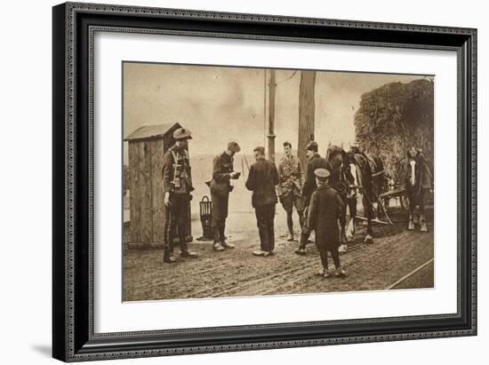German Carters Showing their Papers before Being Permitted to Enter the British Rhine Zone-German photographer-Framed Giclee Print