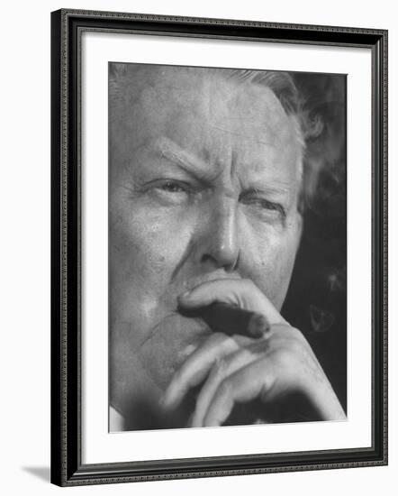 German Economics Minister Ludwig Erhard Commenting on Adenauer's Decision to Retain Chancellorship-Paul Schutzer-Framed Premium Photographic Print