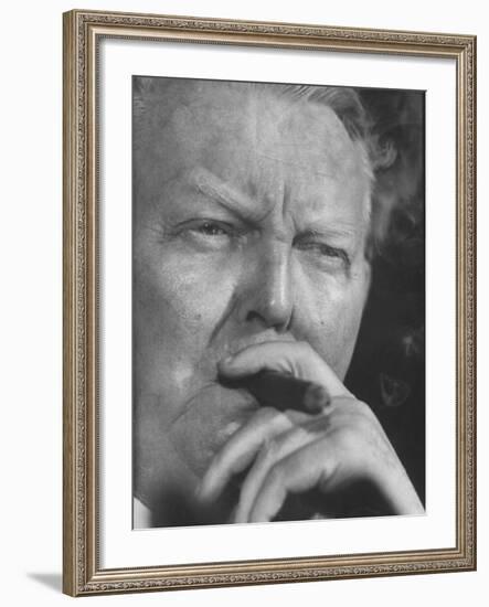 German Economics Minister Ludwig Erhard Commenting on Adenauer's Decision to Retain Chancellorship-Paul Schutzer-Framed Premium Photographic Print