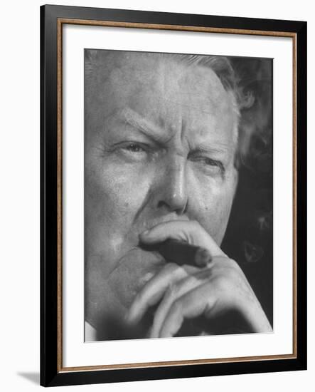 German Economics Minister Ludwig Erhard Commenting on Adenauer's Decision to Retain Chancellorship-Paul Schutzer-Framed Premium Photographic Print