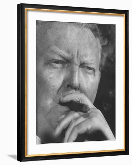 German Economics Minister Ludwig Erhard Commenting on Adenauer's Decision to Retain Chancellorship-Paul Schutzer-Framed Premium Photographic Print