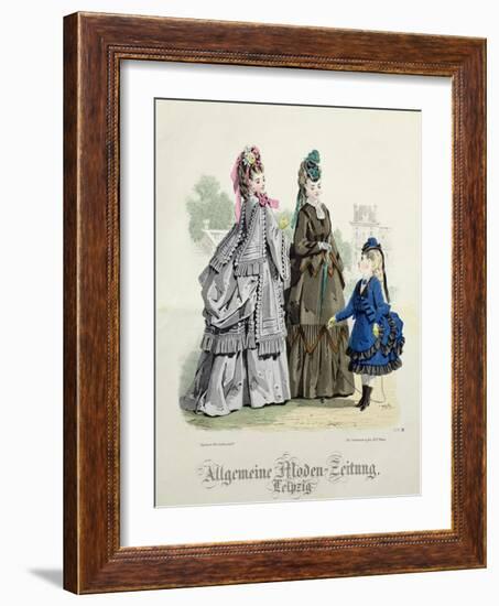 German Fashions from Leipzig from 'Moniteur De La Mode', C.1870S (Coloured Engraving)-Unknown Artist-Framed Giclee Print