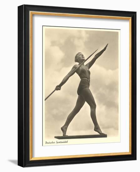 German Female Athlete, with Javelin-null-Framed Art Print