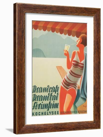 German Flapper in Bathing Suit-null-Framed Art Print