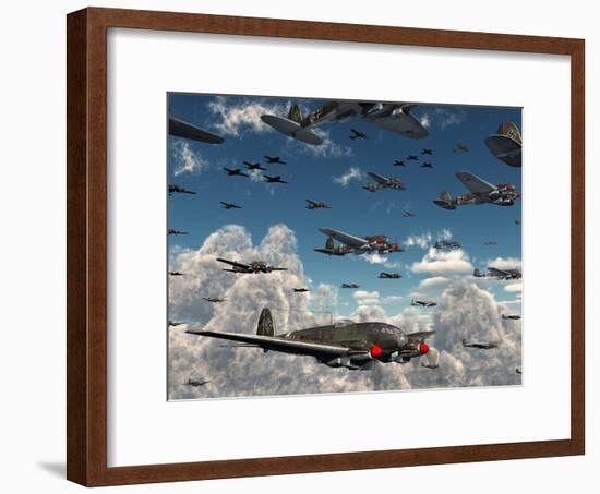 German Heinkel He 111 Bombers Gather over the English Channel-Stocktrek Images-Framed Photographic Print