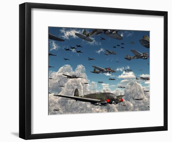 German Heinkel He 111 Bombers Gather over the English Channel-Stocktrek Images-Framed Photographic Print