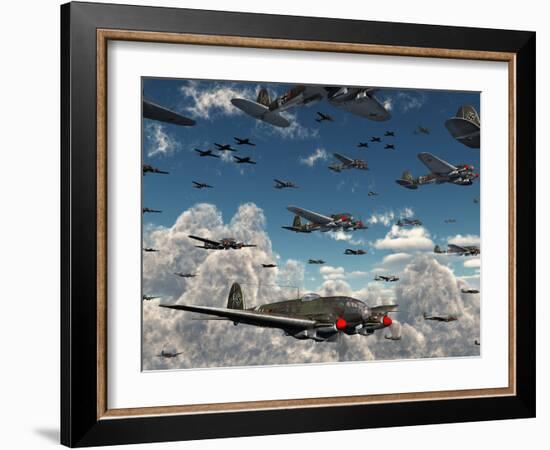 German Heinkel He 111 Bombers Gather over the English Channel-Stocktrek Images-Framed Photographic Print