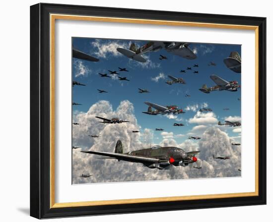 German Heinkel He 111 Bombers Gather over the English Channel-Stocktrek Images-Framed Photographic Print