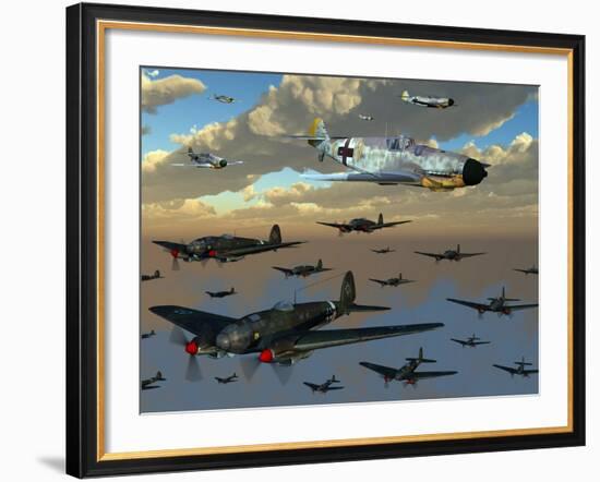 German Heinkel He 111 Bombers Gather over the English Channel-Stocktrek Images-Framed Photographic Print