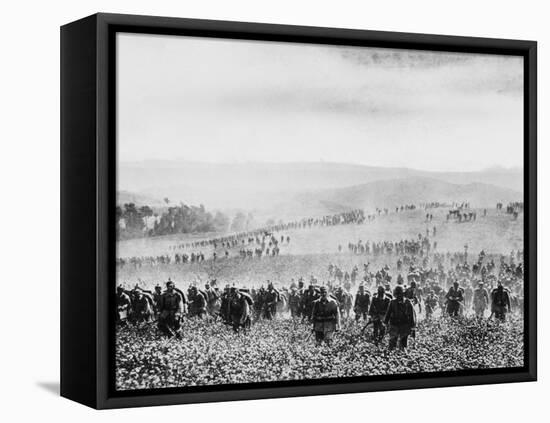 German Infantry Crossing a Field During World War I-Robert Hunt-Framed Premier Image Canvas