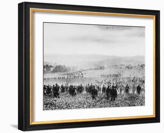 German Infantry Crossing a Field During World War I-Robert Hunt-Framed Photographic Print