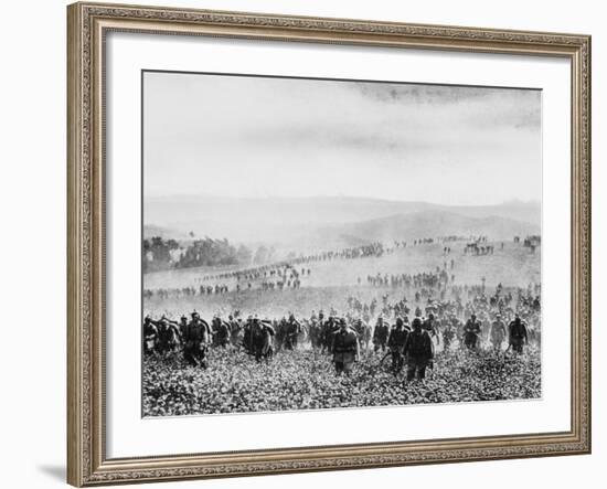 German Infantry Crossing a Field During World War I-Robert Hunt-Framed Photographic Print